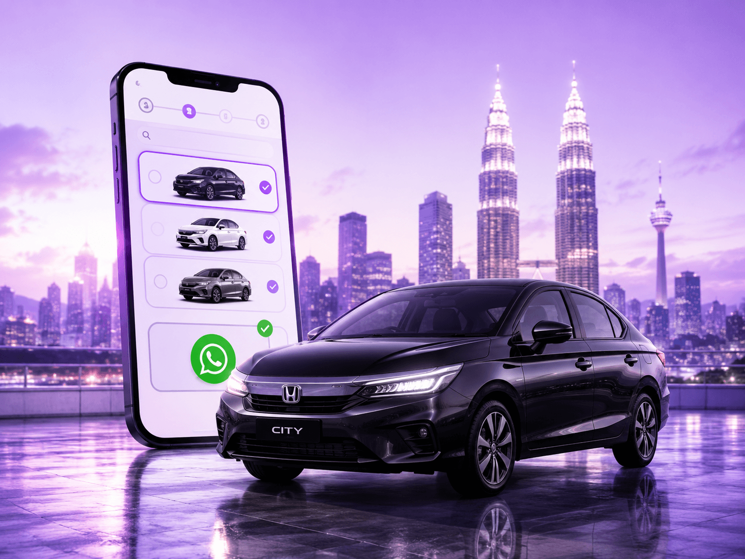 Customer browsing and selecting a car on a phone